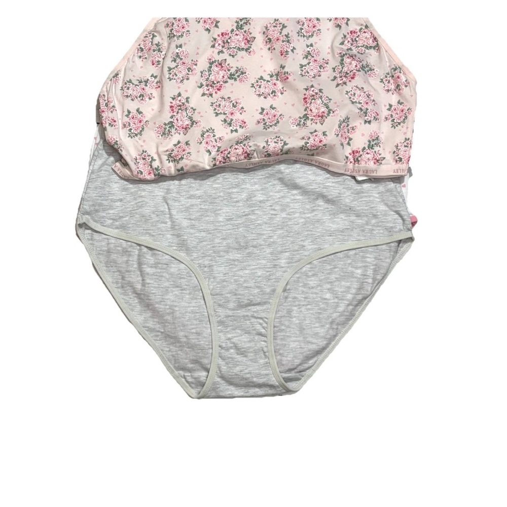 LAURA ASHLEY 3 PACK SOFT COTTON HIPSTER PANTIES 2X TAG FREE ROSES HEARTS SOLID - Picture 3 of 6